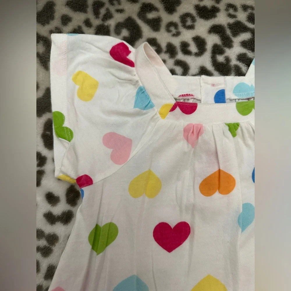Carter’s Heart Print Short Sleeve Top in White Size 3T Toddler Girls